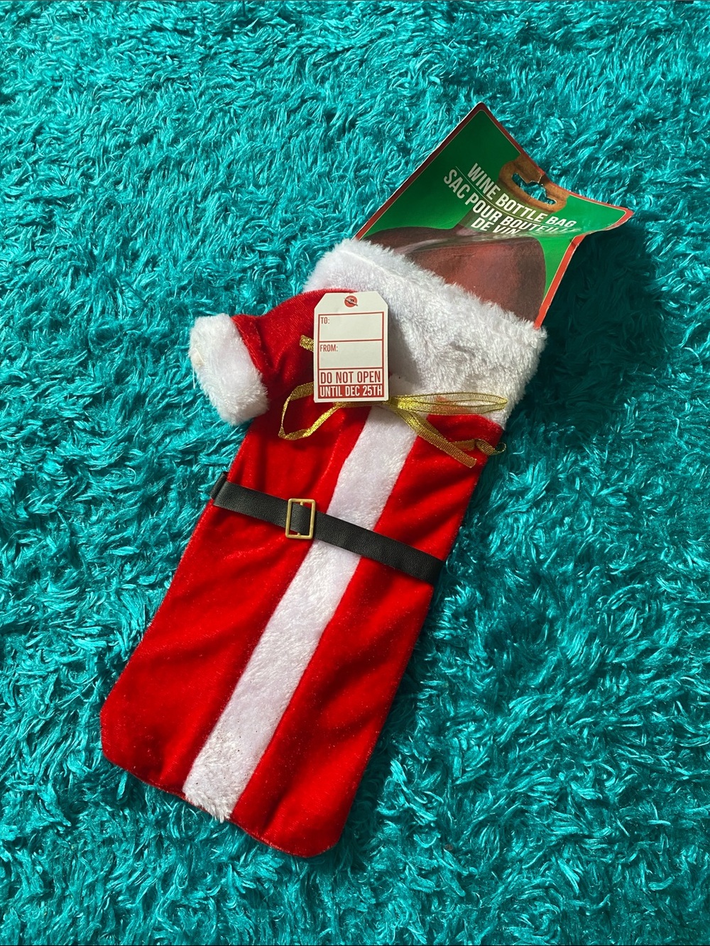 Festive Santa Wine Bottle Bag - Red & White Holiday Gift Sleeve